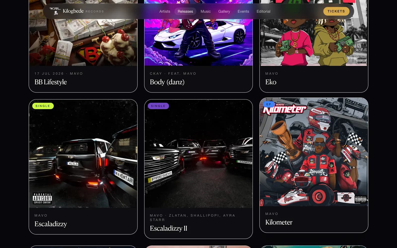 The release catalogue.