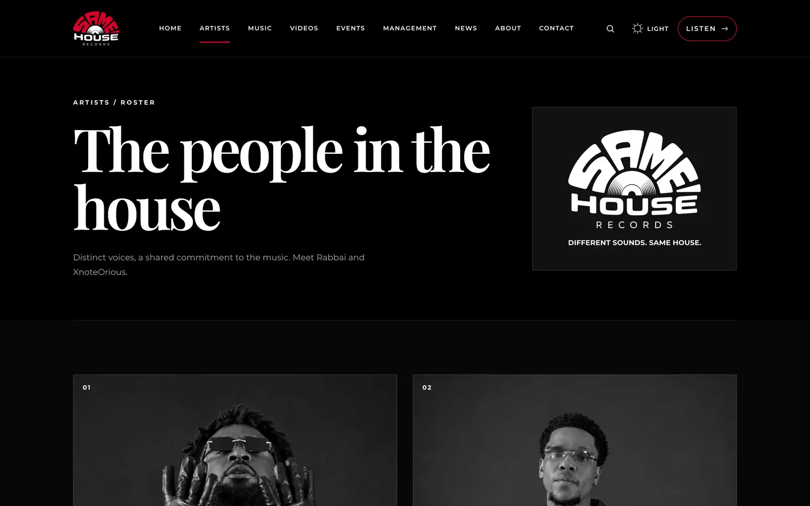 The artists page.