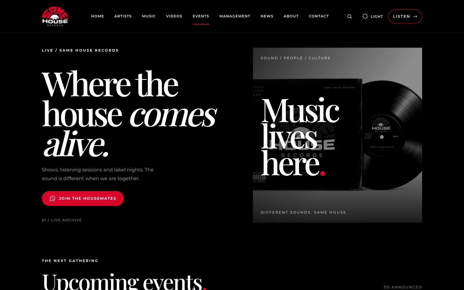 Events, with ticketing through eventOS.