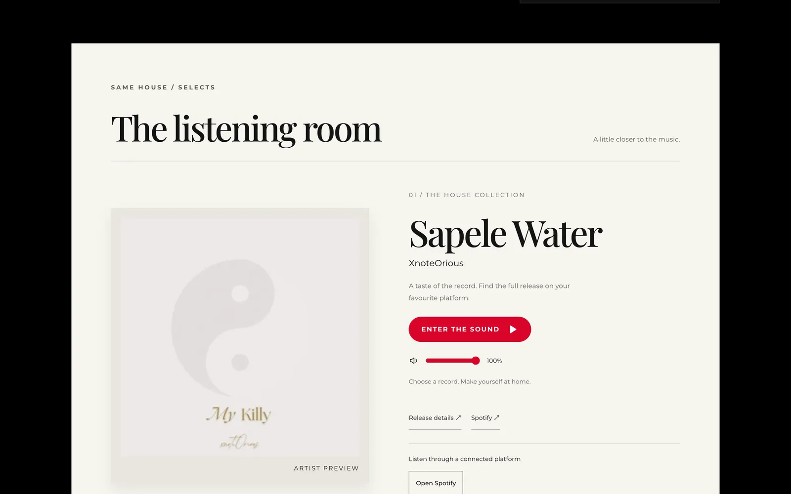 The listening room in the catalogue.