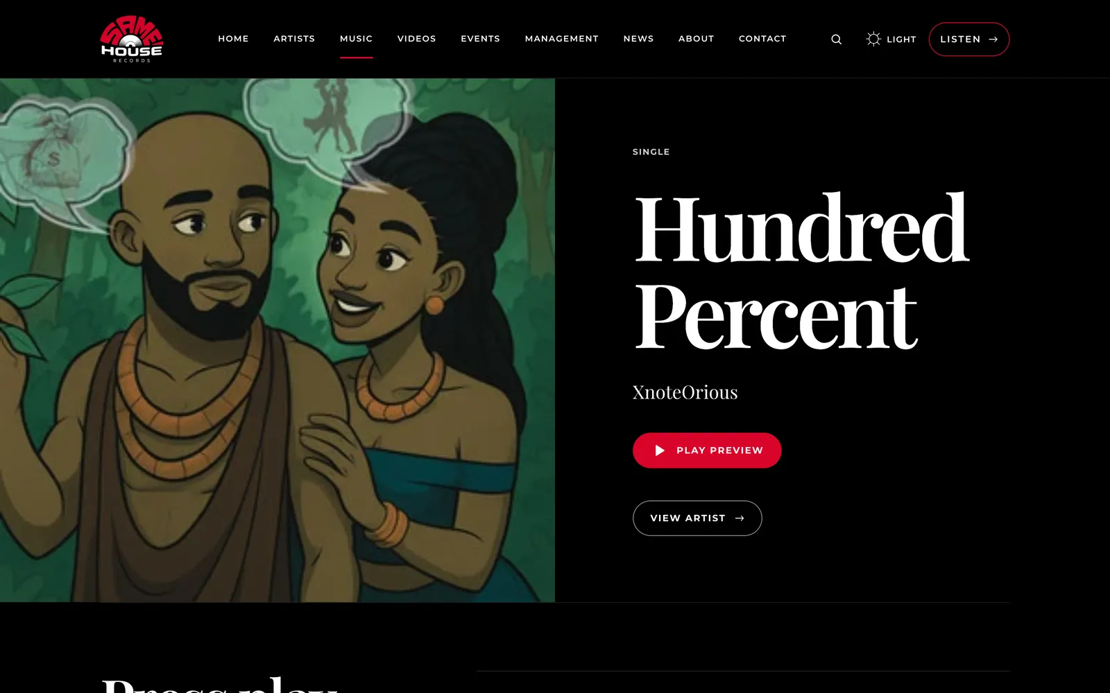 A release page with its preview player.