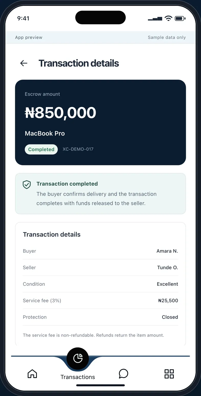 Or confirm delivery, which completes the transaction.
